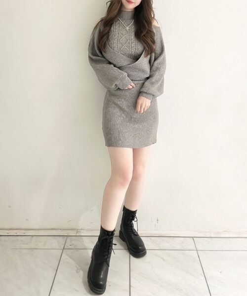 MAJESTIC LEGON / マジェスティックレゴン ミニ丈・ひざ丈ワンピース | オープンショルダーミニニットワンピ | 詳細12