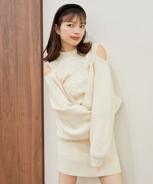 MAJESTIC LEGON / マジェスティックレゴン ミニ丈・ひざ丈ワンピース | オープンショルダーミニニットワンピ | 詳細18