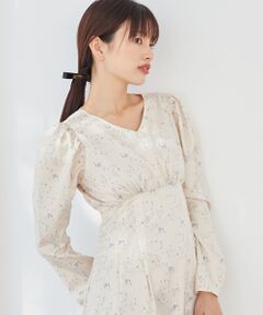 MAJESTIC LEGON / マジェスティックレゴン ロング・マキシ丈ワンピース | パウダーサテンフラワーワンピース