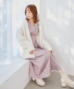 MAJESTIC LEGON / マジェスティックレゴン ロング・マキシ丈ワンピース | パウダーサテンフラワーワンピース