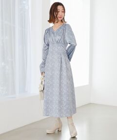 MAJESTIC LEGON / マジェスティックレゴン ロング・マキシ丈ワンピース | パウダーサテンフラワーワンピース