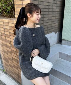 MAJESTIC LEGON / マジェスティックレゴン ミニ丈・ひざ丈ワンピース | モコモコブークレミニニットワンピース