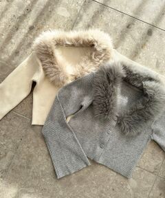 MAJESTIC LEGON / マジェスティックレゴン カーディガン・ボレロ | フェイクファーカラーニットカーディガン