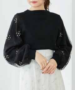 MAJESTIC LEGON / マジェスティックレゴン ニット・セーター | パールチュールスリーブニット