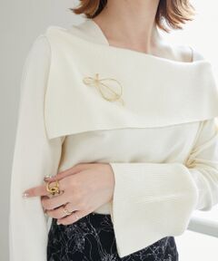 MAJESTIC LEGON / マジェスティックレゴン ニット・セーター | オフショル風ブローチ付きニット