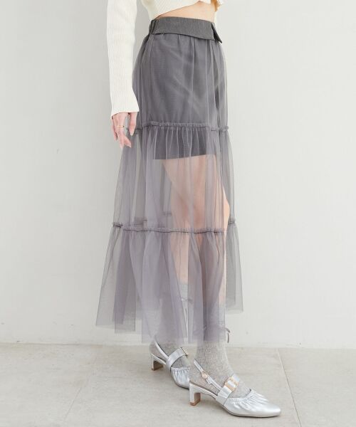 MAJESTIC LEGON / マジェスティックレゴン ミニ・ひざ丈スカート | チュールレイヤードミニスカート | 詳細14