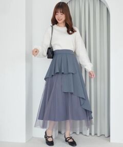 MAJESTIC LEGON / マジェスティックレゴン ロング・マキシ丈スカート | レイヤードアシメチュールスカート