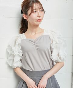 MAJESTIC LEGON / マジェスティックレゴン カットソー | シアーフリルスリーブトップス