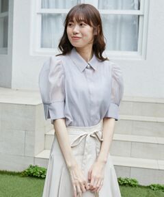 MAJESTIC LEGON / マジェスティックレゴン シャツ・ブラウス | シアーパフ袖シャツブラウス