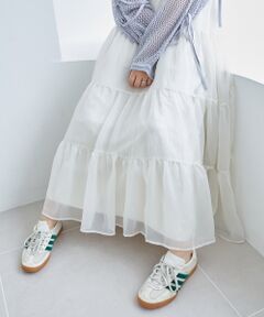 MAJESTIC LEGON / マジェスティックレゴン ロング・マキシ丈スカート | シアーボリュームティアードスカート