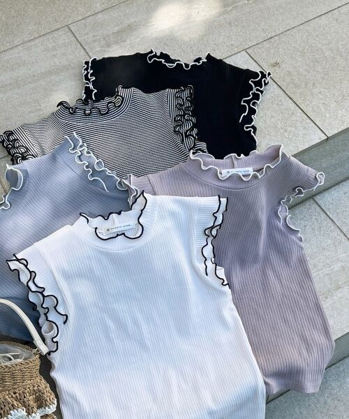 MAJESTIC LEGON / マジェスティックレゴン カットソー | ノースリフリルメロウリブトップス | 詳細3