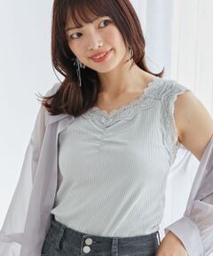 MAJESTIC LEGON / マジェスティックレゴン タンクトップ | インナーを隠せるレースリブタンク