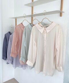 MAJESTIC LEGON / マジェスティックレゴン シャツ・ブラウス | バックレースアップパールシアーシャツ