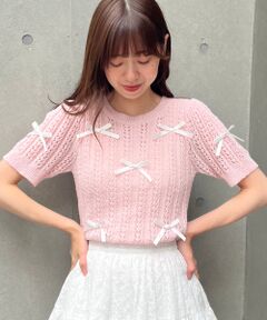 MAJESTIC LEGON / マジェスティックレゴン ニット・セーター | レーシーパターンリボンニット