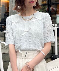 MAJESTIC LEGON / マジェスティックレゴン ニット・セーター | レーシーパターンリボンニット