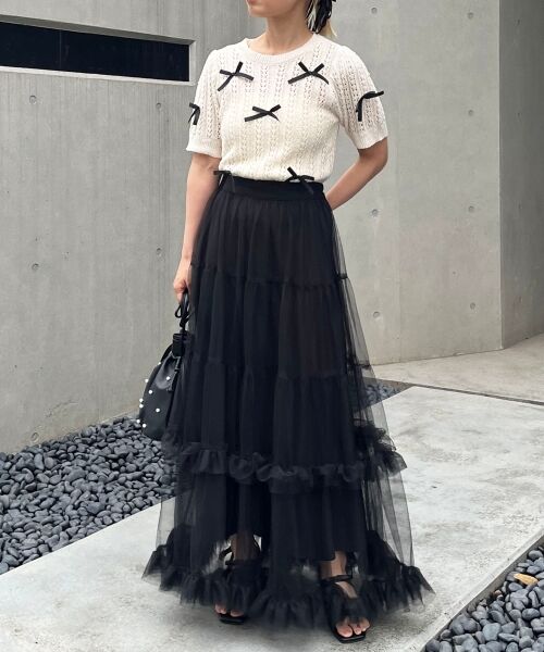 MAJESTIC LEGON / マジェスティックレゴン ニット・セーター | レーシーパターンリボンニット | 詳細11