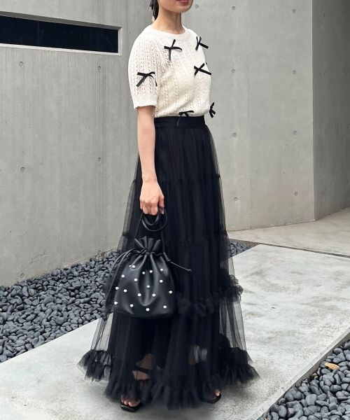 MAJESTIC LEGON / マジェスティックレゴン ニット・セーター | レーシーパターンリボンニット | 詳細12