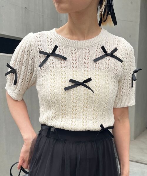 MAJESTIC LEGON / マジェスティックレゴン ニット・セーター | レーシーパターンリボンニット | 詳細15