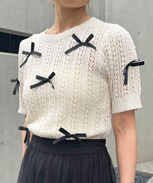 MAJESTIC LEGON / マジェスティックレゴン ニット・セーター | レーシーパターンリボンニット | 詳細16