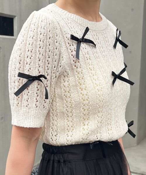 MAJESTIC LEGON / マジェスティックレゴン ニット・セーター | レーシーパターンリボンニット | 詳細17