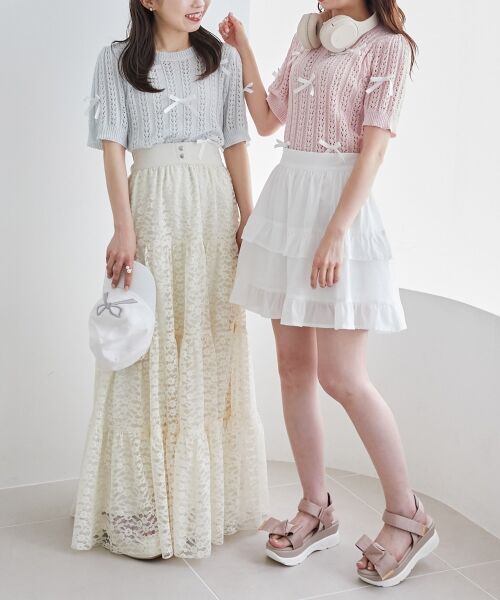 MAJESTIC LEGON / マジェスティックレゴン ニット・セーター | レーシーパターンリボンニット | 詳細4