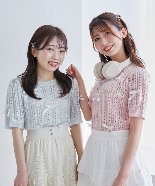 MAJESTIC LEGON / マジェスティックレゴン ニット・セーター | レーシーパターンリボンニット | 詳細5