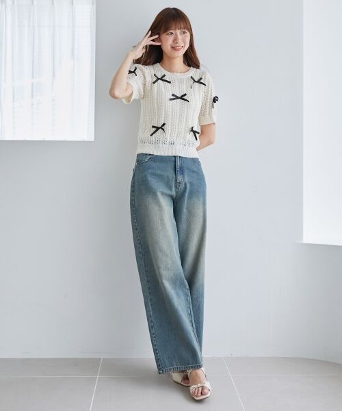 MAJESTIC LEGON / マジェスティックレゴン ニット・セーター | レーシーパターンリボンニット | 詳細9