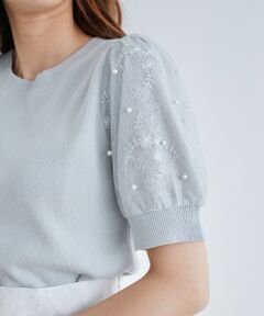 MAJESTIC LEGON / マジェスティックレゴン ニット・セーター | パール＆レースチュールスリーブニット