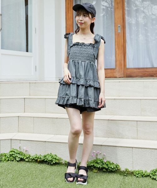 MAJESTIC LEGON / マジェスティックレゴン キャミソール・チューブトップ | ショルダーリボンティアードビスチェ | 詳細10