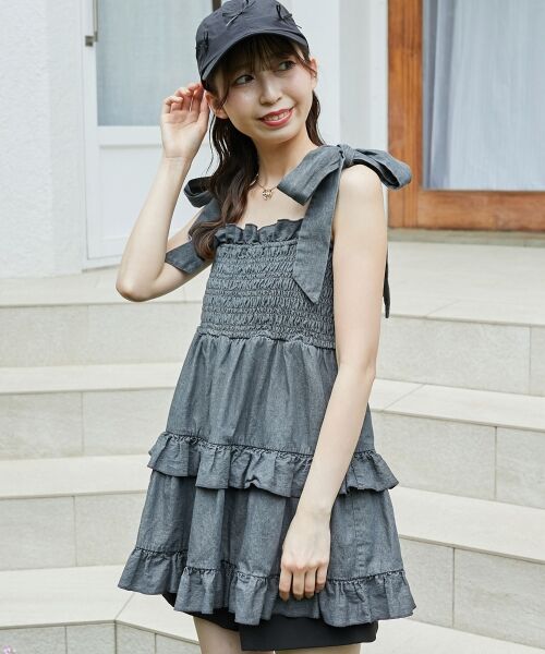 MAJESTIC LEGON / マジェスティックレゴン キャミソール・チューブトップ | ショルダーリボンティアードビスチェ | 詳細15