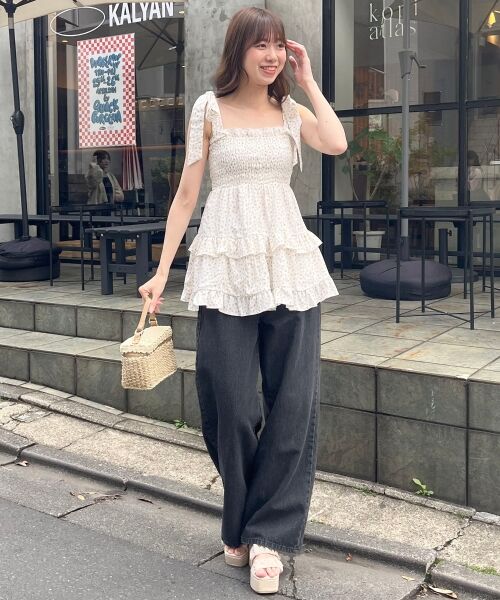 MAJESTIC LEGON / マジェスティックレゴン キャミソール・チューブトップ | ショルダーリボンティアードビスチェ | 詳細2