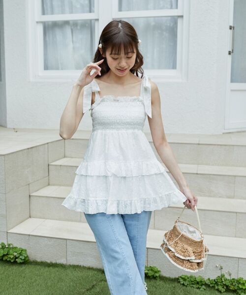 MAJESTIC LEGON / マジェスティックレゴン キャミソール・チューブトップ | ショルダーリボンティアードビスチェ | 詳細23