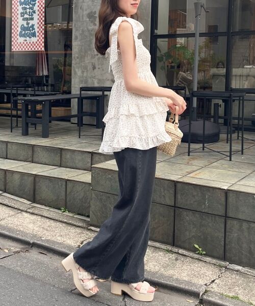 MAJESTIC LEGON / マジェスティックレゴン キャミソール・チューブトップ | ショルダーリボンティアードビスチェ | 詳細3