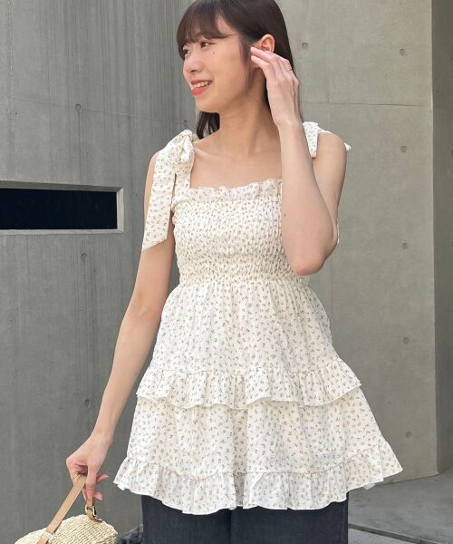 MAJESTIC LEGON / マジェスティックレゴン キャミソール・チューブトップ | ショルダーリボンティアードビスチェ | 詳細6