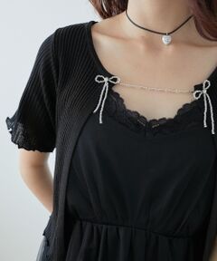 MAJESTIC LEGON / マジェスティックレゴン カーディガン・ボレロ | キャミセットビーズリボンカーデ