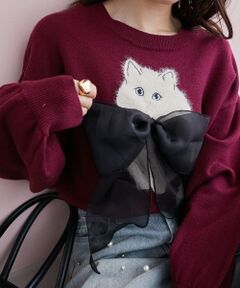 MAJESTIC LEGON / マジェスティックレゴン ニット・セーター | フワフワネコちゃんリボンニット