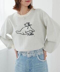 MAJESTIC LEGON / マジェスティックレゴン ニット・セーター | ビジューキャットジャカードニット