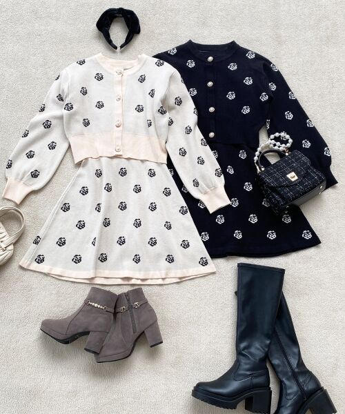 MAJESTIC LEGON / マジェスティックレゴン ミニ丈・ひざ丈ワンピース | レディパターンカーデセットワンピ | 詳細28