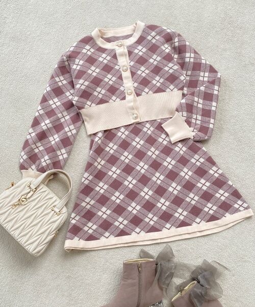 MAJESTIC LEGON / マジェスティックレゴン ミニ丈・ひざ丈ワンピース | レディパターンカーデセットワンピ | 詳細29