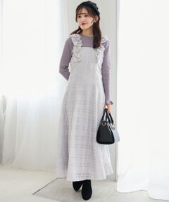 MAJESTIC LEGON / マジェスティックレゴン ロング・マキシ丈ワンピース | ショルダーフリルドッキングワンピ