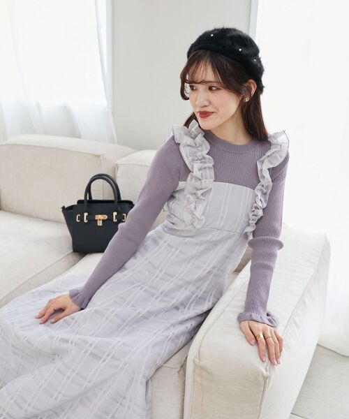 MAJESTIC LEGON / マジェスティックレゴン ロング・マキシ丈ワンピース | ショルダーフリルドッキングワンピ | 詳細10