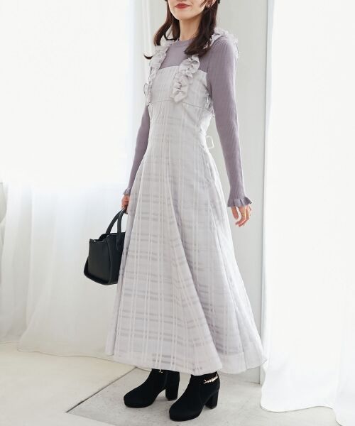 MAJESTIC LEGON / マジェスティックレゴン ロング・マキシ丈ワンピース | ショルダーフリルドッキングワンピ | 詳細12