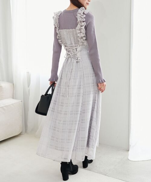 MAJESTIC LEGON / マジェスティックレゴン ロング・マキシ丈ワンピース | ショルダーフリルドッキングワンピ | 詳細13