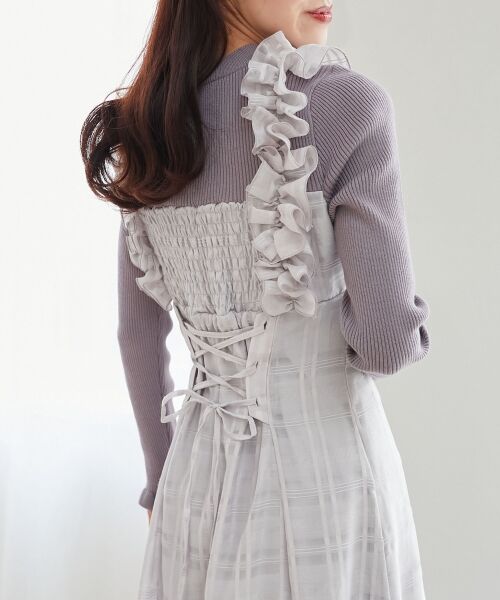 MAJESTIC LEGON / マジェスティックレゴン ロング・マキシ丈ワンピース | ショルダーフリルドッキングワンピ | 詳細16