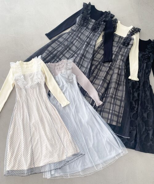 MAJESTIC LEGON / マジェスティックレゴン ロング・マキシ丈ワンピース | ショルダーフリルドッキングワンピ | 詳細17