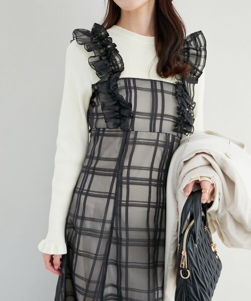 MAJESTIC LEGON / マジェスティックレゴン ロング・マキシ丈ワンピース | ショルダーフリルドッキングワンピ | 詳細18