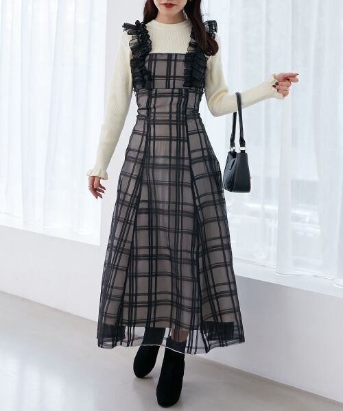 MAJESTIC LEGON / マジェスティックレゴン ロング・マキシ丈ワンピース | ショルダーフリルドッキングワンピ | 詳細21