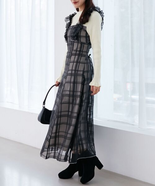 MAJESTIC LEGON / マジェスティックレゴン ロング・マキシ丈ワンピース | ショルダーフリルドッキングワンピ | 詳細22