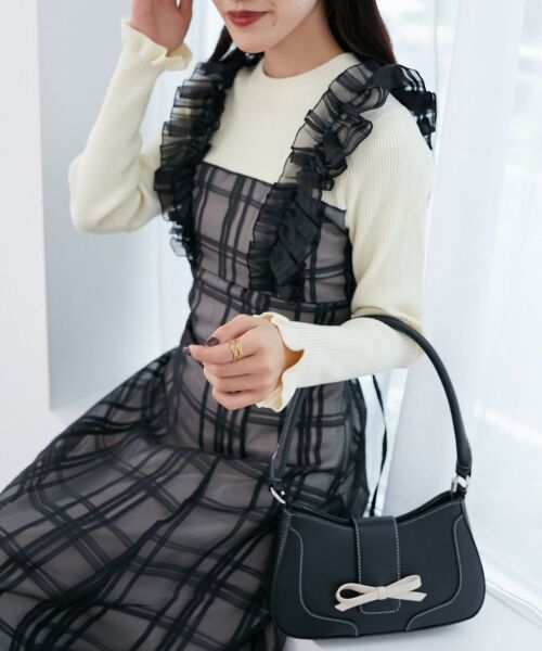 MAJESTIC LEGON / マジェスティックレゴン ロング・マキシ丈ワンピース | ショルダーフリルドッキングワンピ | 詳細23