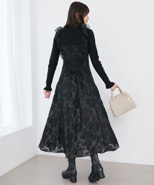 MAJESTIC LEGON / マジェスティックレゴン ロング・マキシ丈ワンピース | ショルダーフリルドッキングワンピ | 詳細28